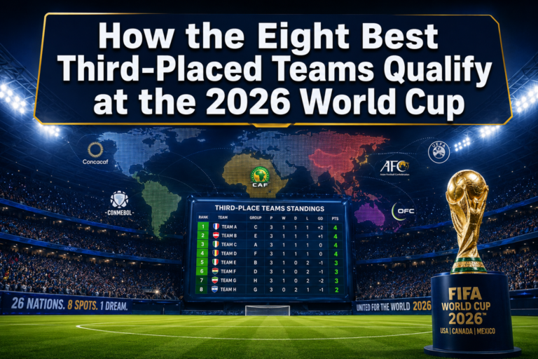 Professional () hero image featuring 'How the Eight Best Third-Placed Teams Qualify at the 2026 World Cup' in extra large